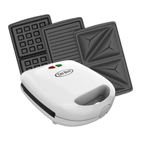 Chef Buddy Chef Buddy 82-SW81 3-in-1 Electric Panini Press Waffle Maker; white 82-SW81